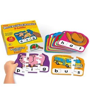Word Building Puzzles 3-Letter Words Building 16 Pieces Ages 3 And Up Creativity